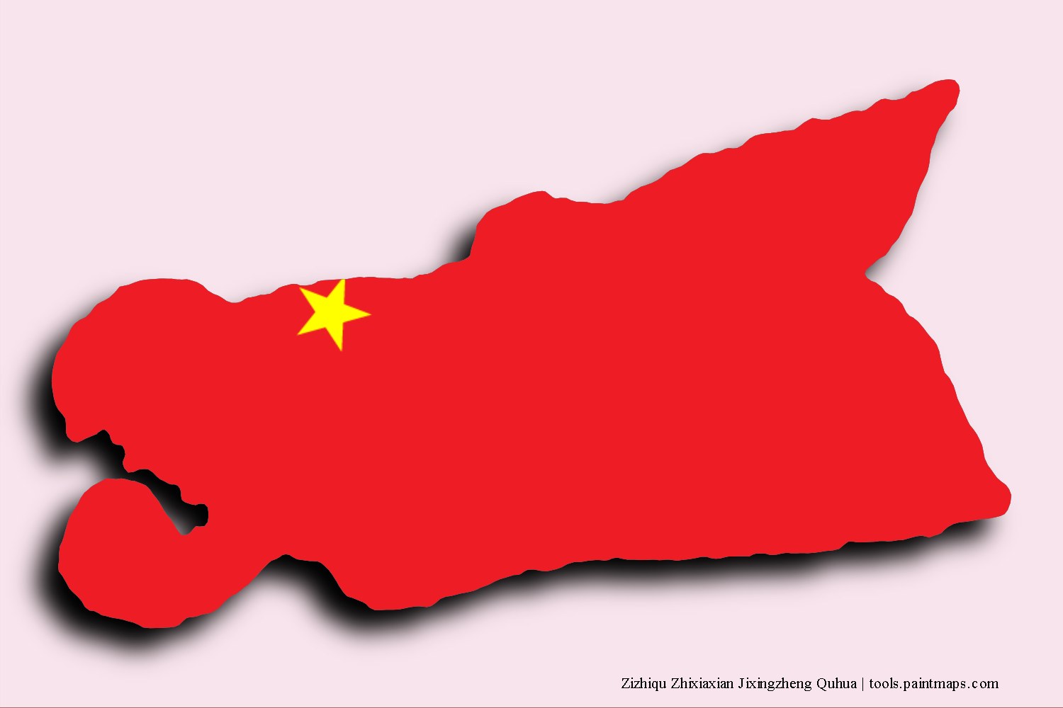 flag map of Zizhiqu Zhixiaxian Jixingzheng Quhua with 3D shadow effect