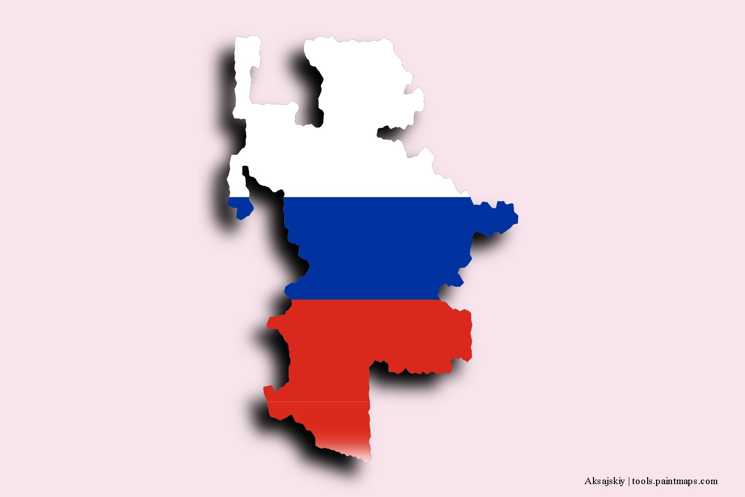 flag map of Aksajskiy with 3D shadow effect