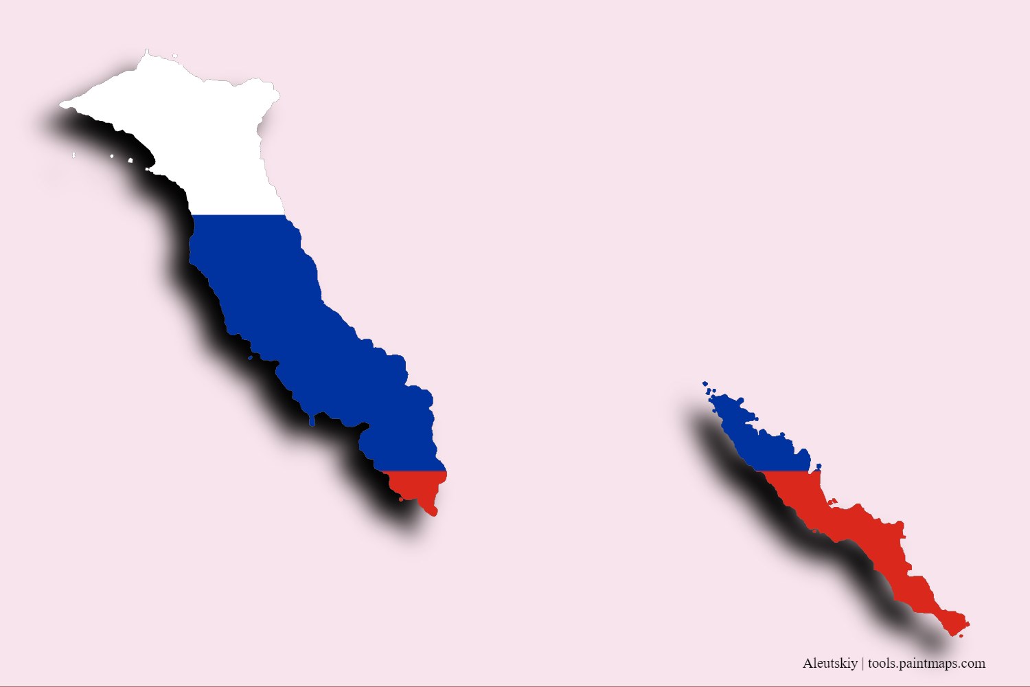 Mapa de la bandera de Aleutskiy con efecto de sombra 3D