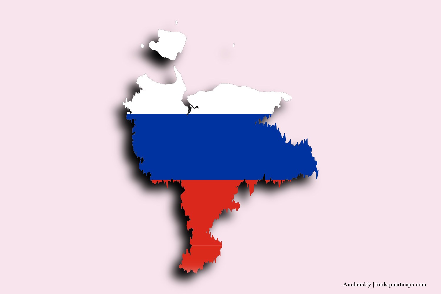 Mapa de la bandera de Anabarskiy con efecto de sombra 3D