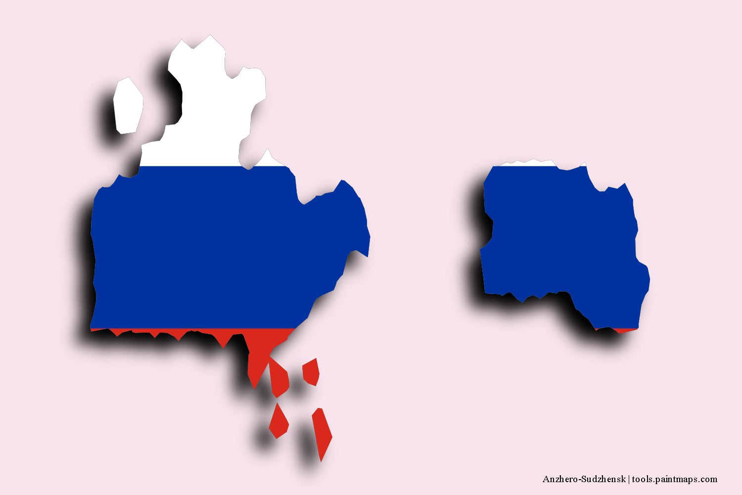 Mapa de la bandera de Anzhero-Sudzhensk con efecto de sombra 3D