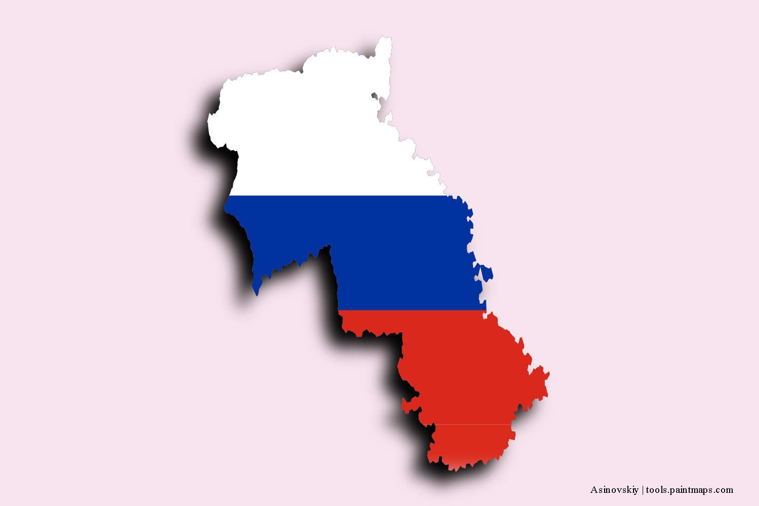 Mapa de la bandera de Asinovskiy con efecto de sombra 3D