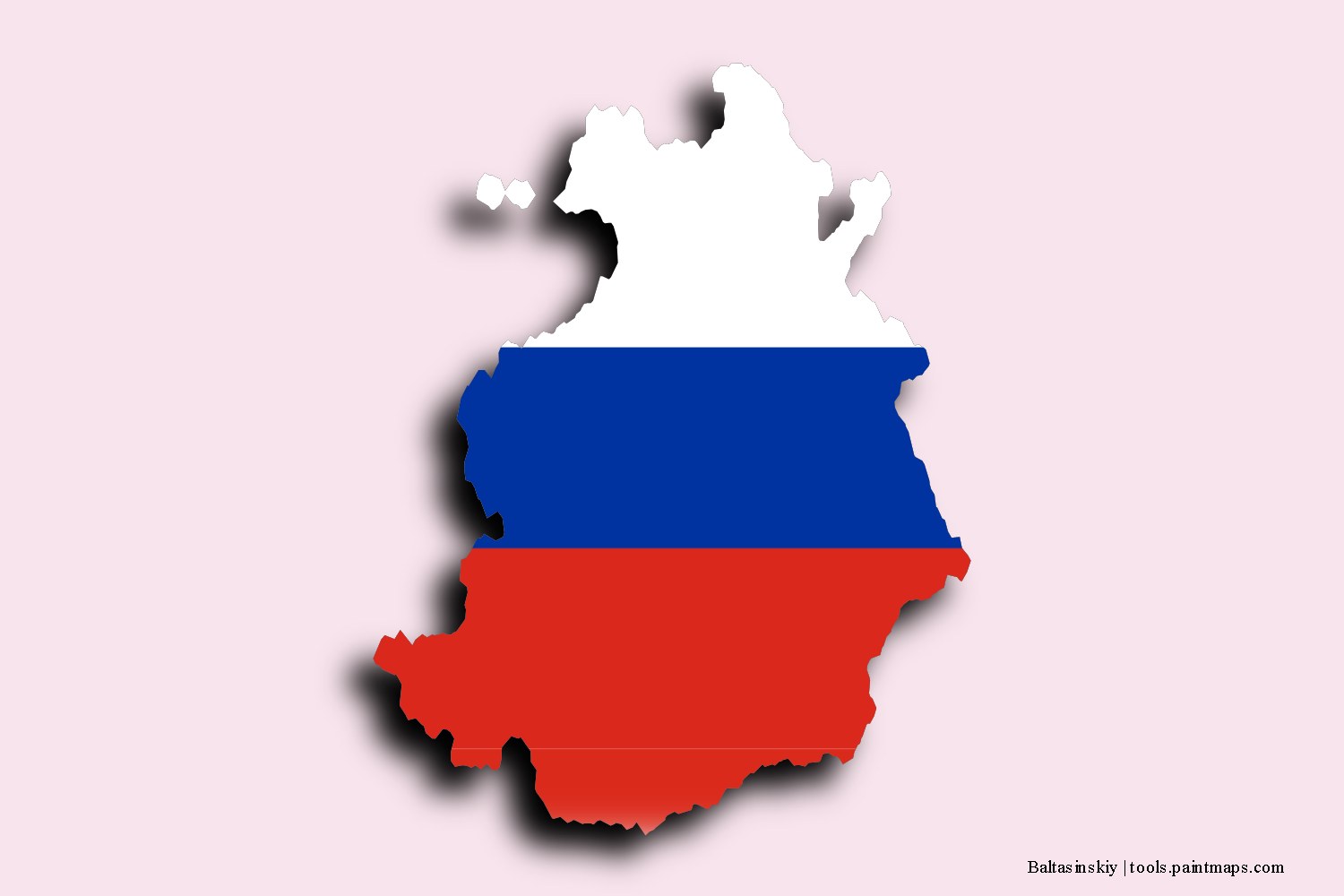 Mapa de la bandera de Baltasinskiy con efecto de sombra 3D