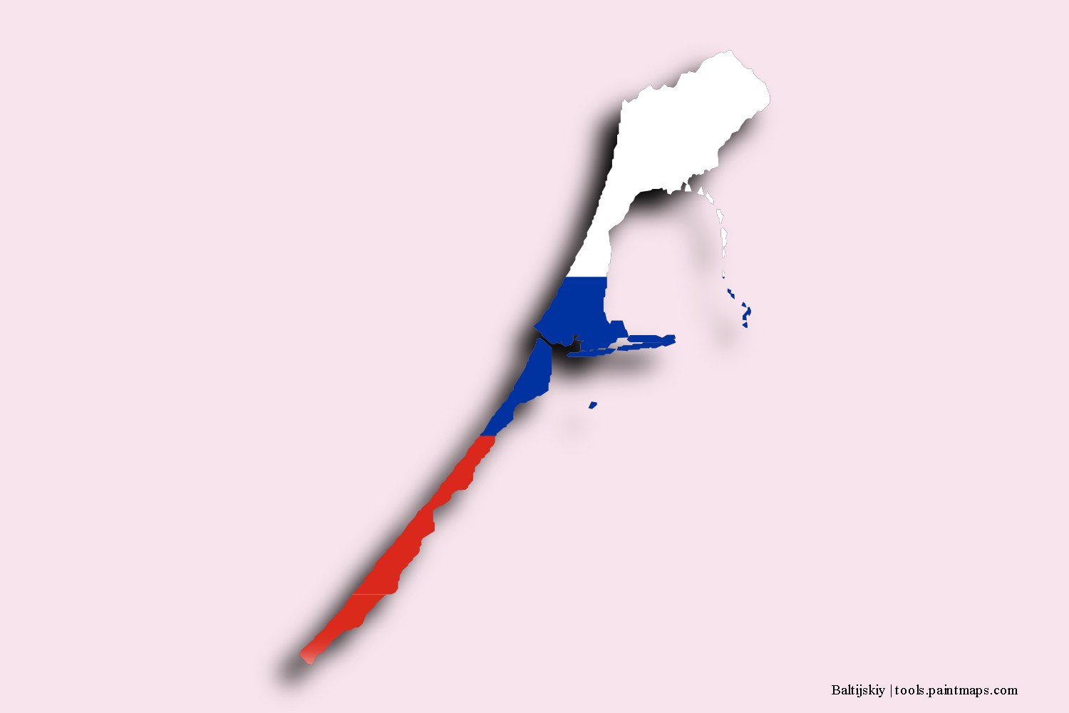 Mapa de la bandera de Baltijskiy con efecto de sombra 3D