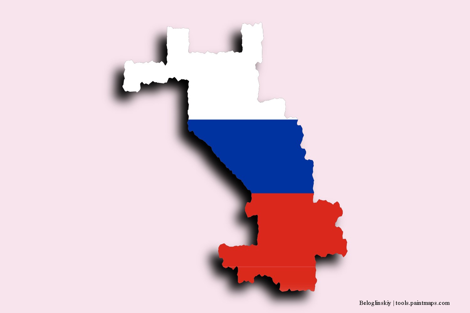 Mapa de la bandera de Beloglinskiy con efecto de sombra 3D