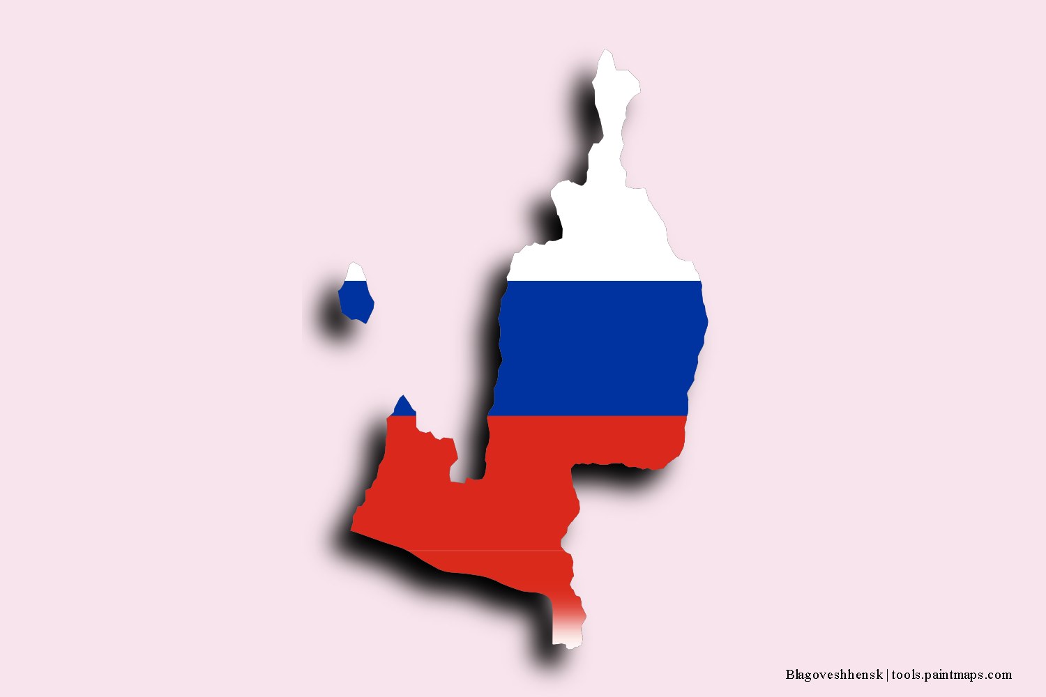 Mapa de la bandera de Blagoveshhensk con efecto de sombra 3D