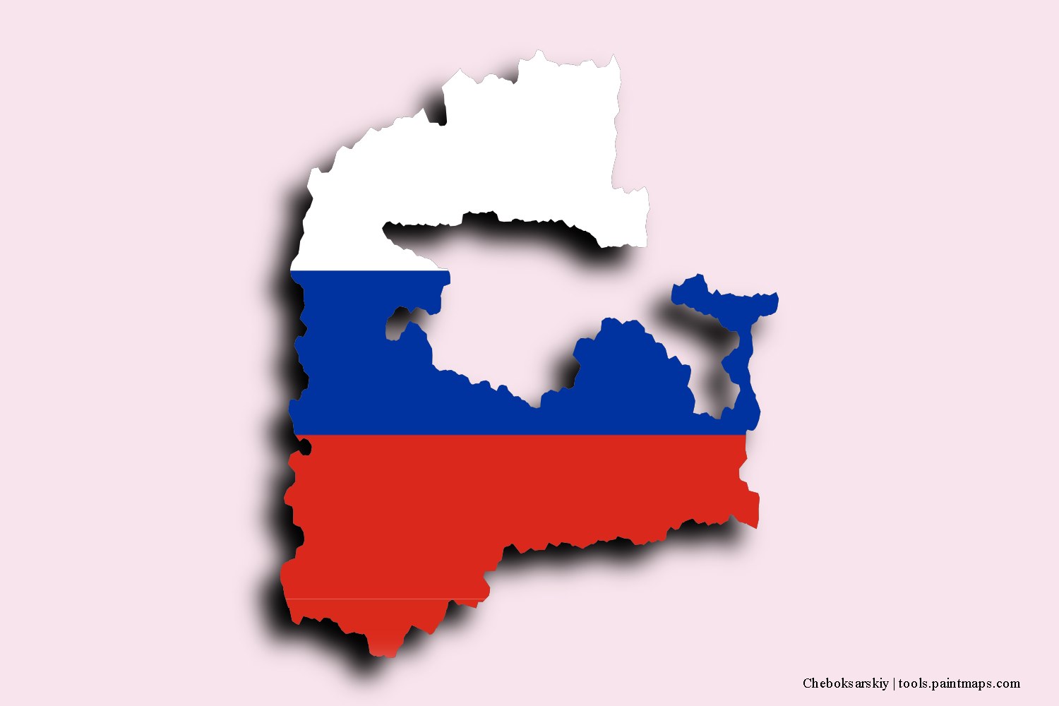 flag map of Cheboksarskiy with 3D shadow effect