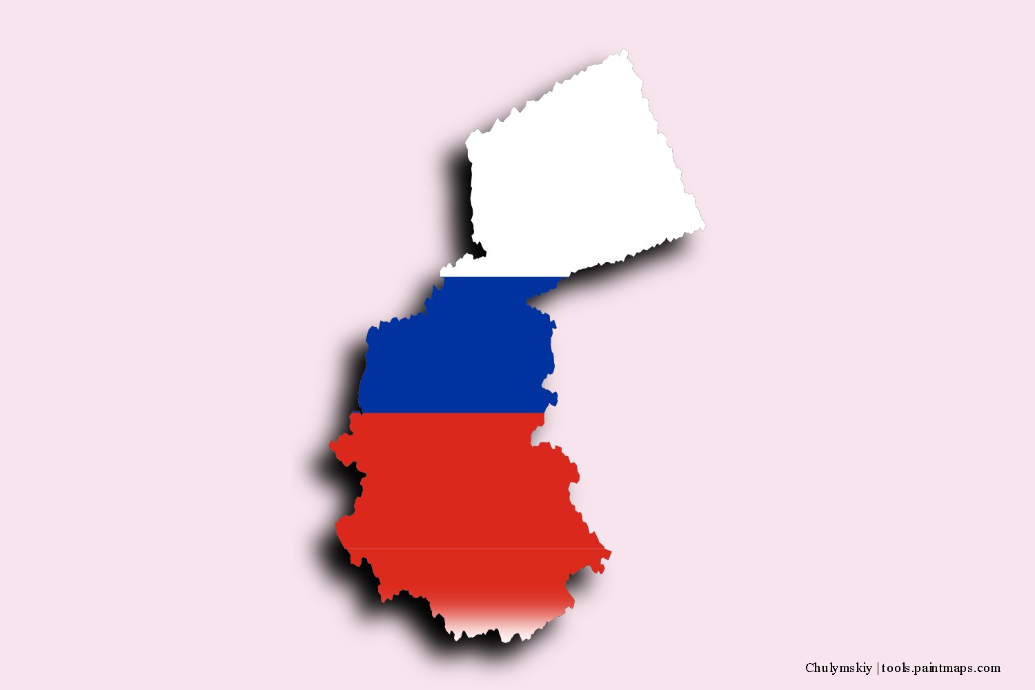 flag map of Chulymskiy with 3D shadow effect