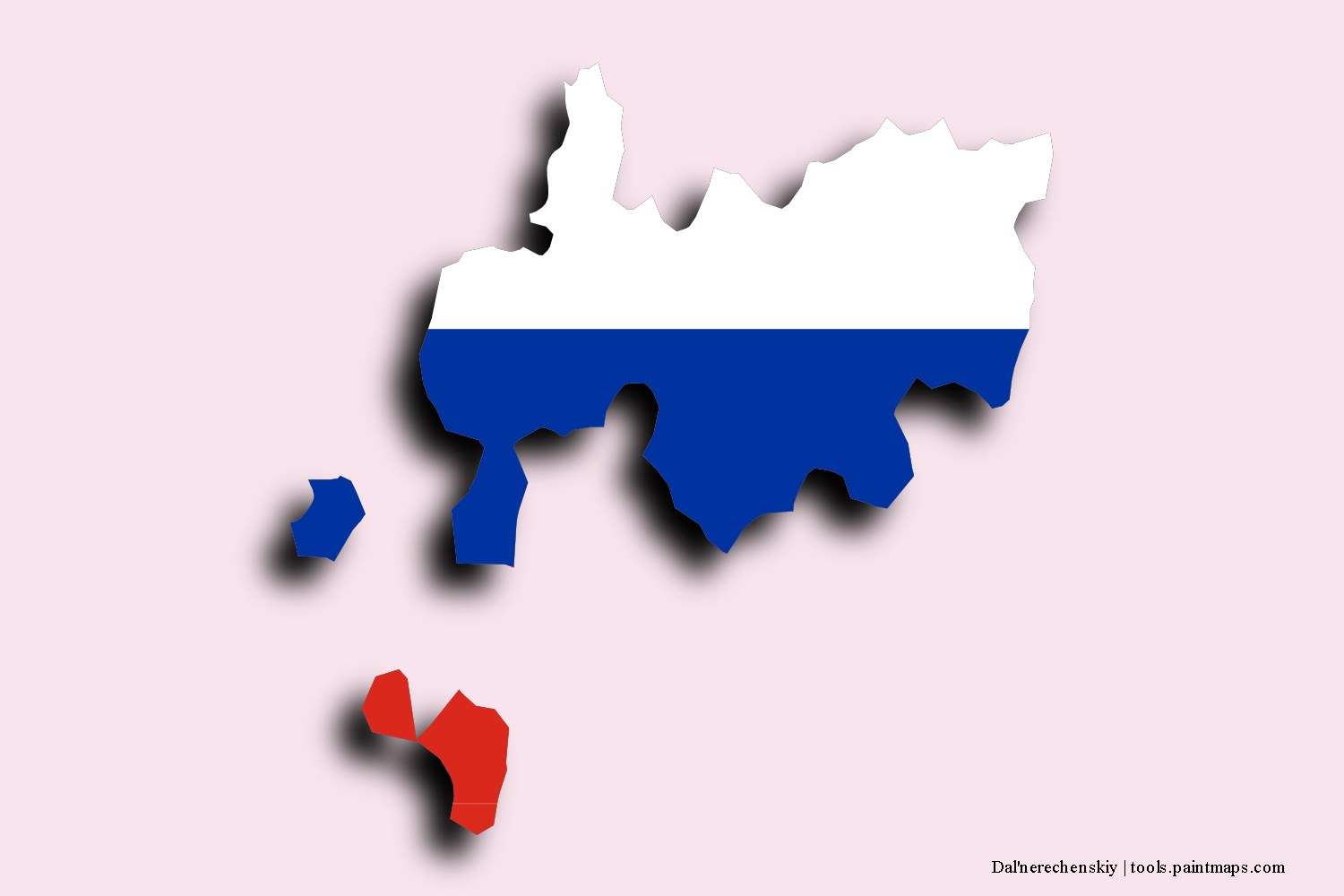 Mapa de la bandera de Dal'nerechenskiy con efecto de sombra 3D