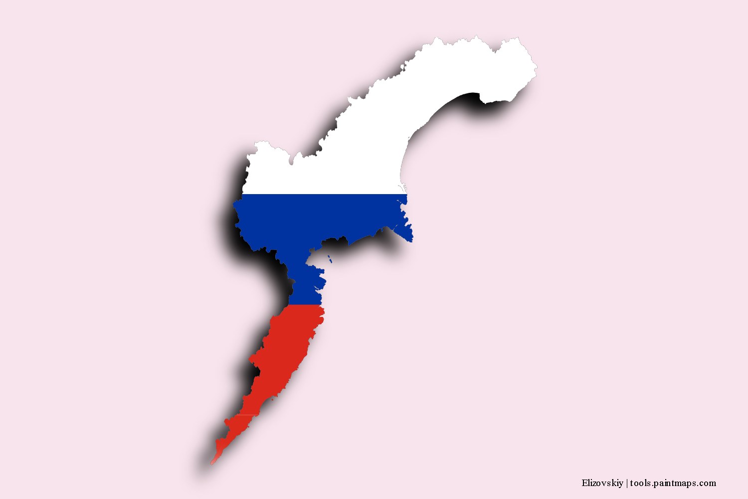 Mapa de la bandera de Elizovskiy con efecto de sombra 3D