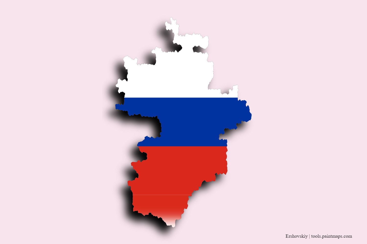 Mapa de la bandera de Ershovskiy con efecto de sombra 3D