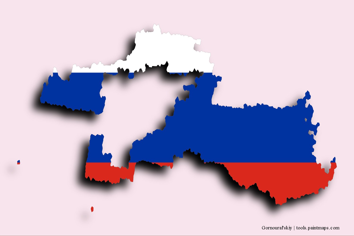 Mapa de la bandera de Gornoural'skiy con efecto de sombra 3D