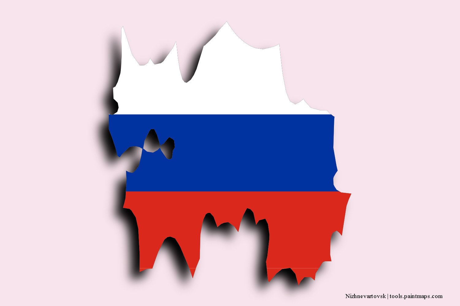 flag map of Nizhnevartovsk with 3D shadow effect