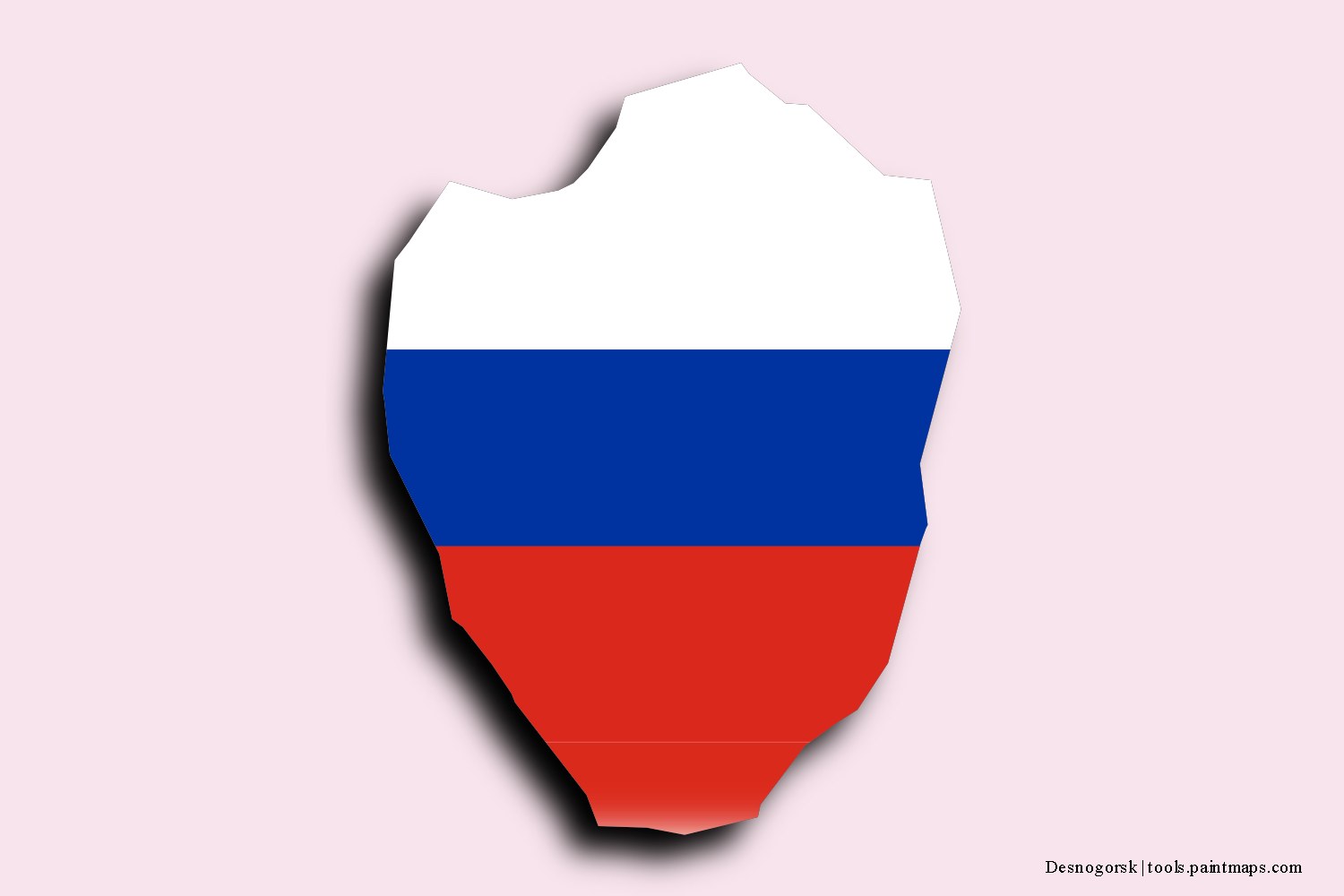 flag map of Desnogorsk with 3D shadow effect