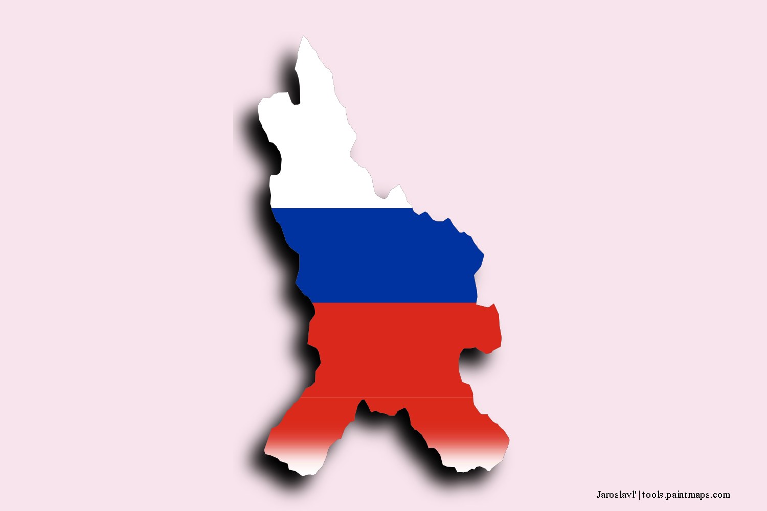 flag map of Jaroslavl' with 3D shadow effect