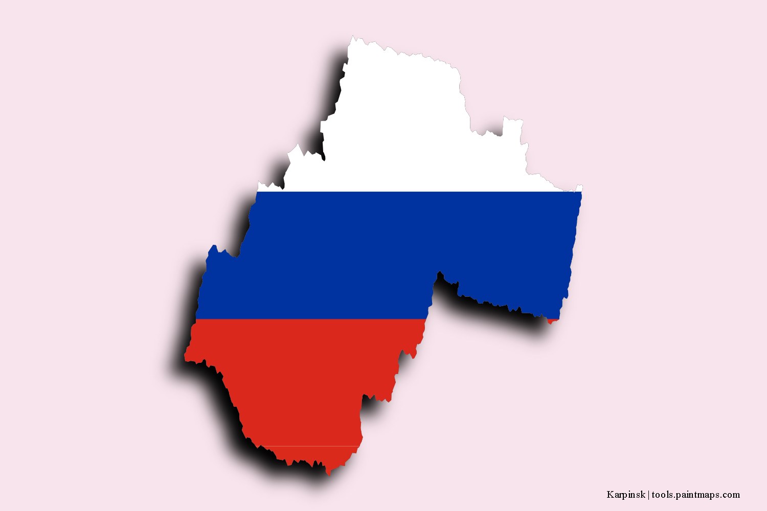 Mapa de la bandera de Karpinsk con efecto de sombra 3D