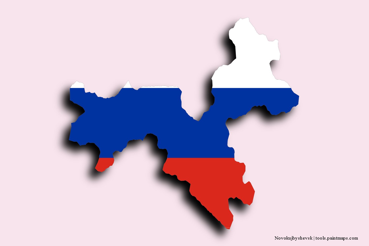 flag map of Novokujbyshevsk with 3D shadow effect