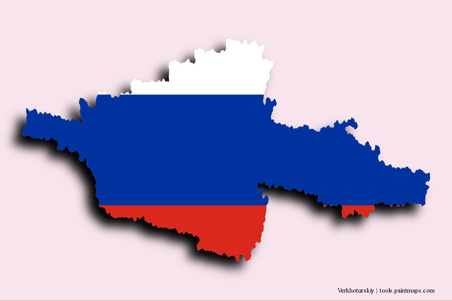 flag map of Verkhoturskiy with 3D shadow effect