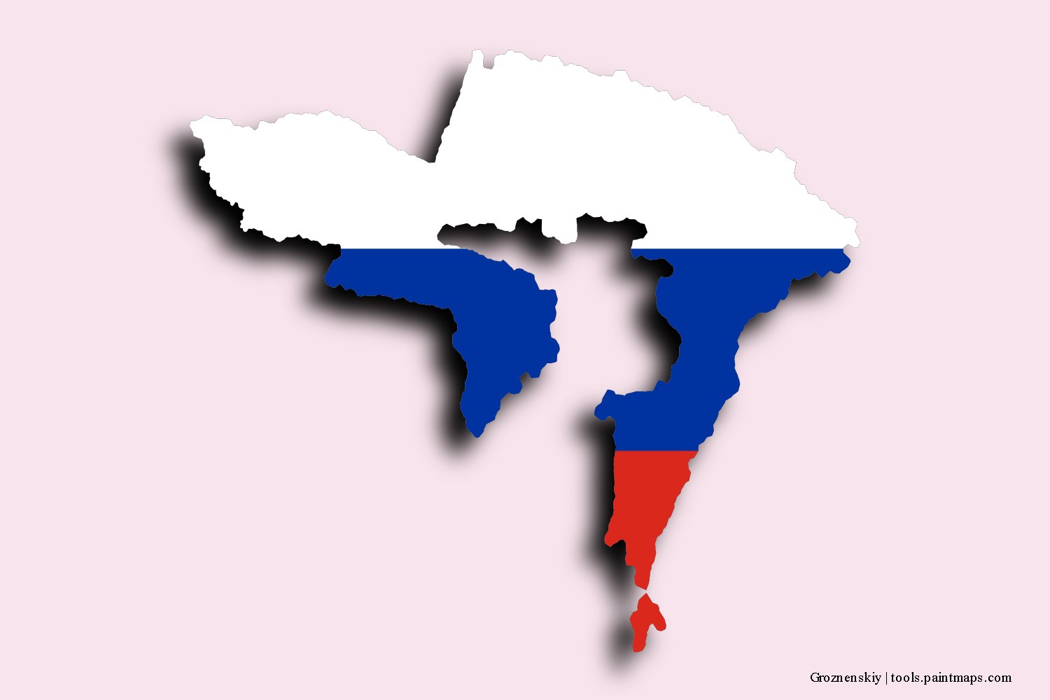 Mapa de la bandera de Groznenskiy con efecto de sombra 3D