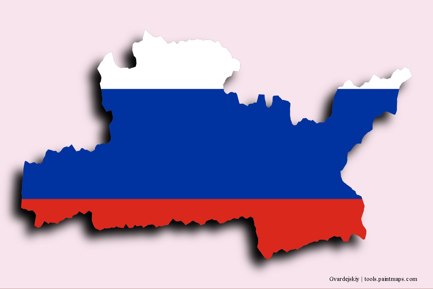 flag map of Gvardejskiy with 3D shadow effect