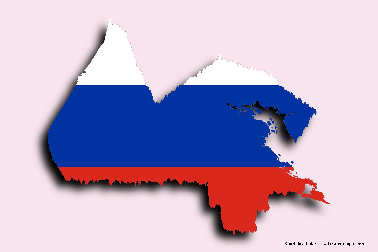 flag map of Kandalakshskiy with 3D shadow effect