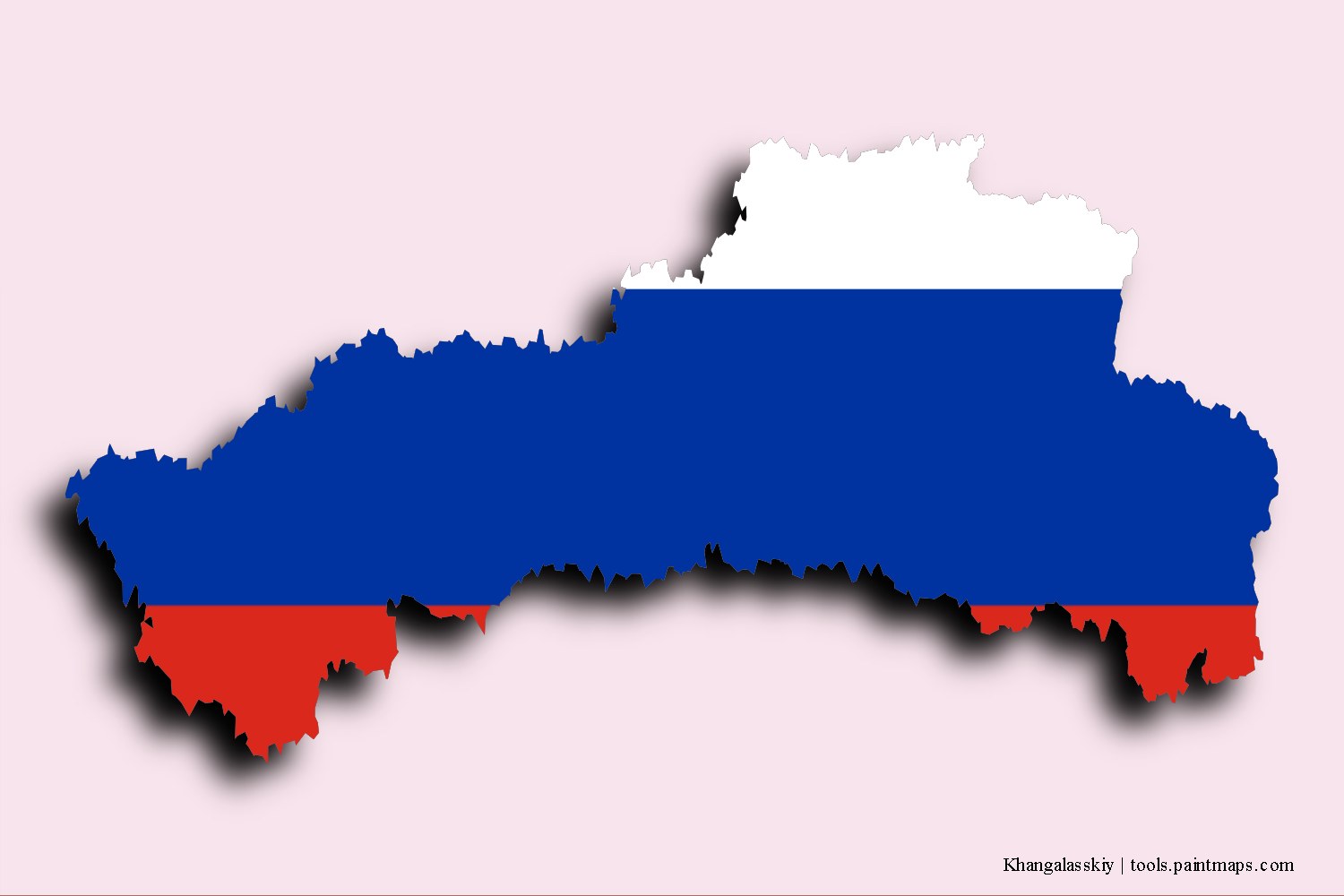 Mapa de la bandera de Khangalasskiy con efecto de sombra 3D