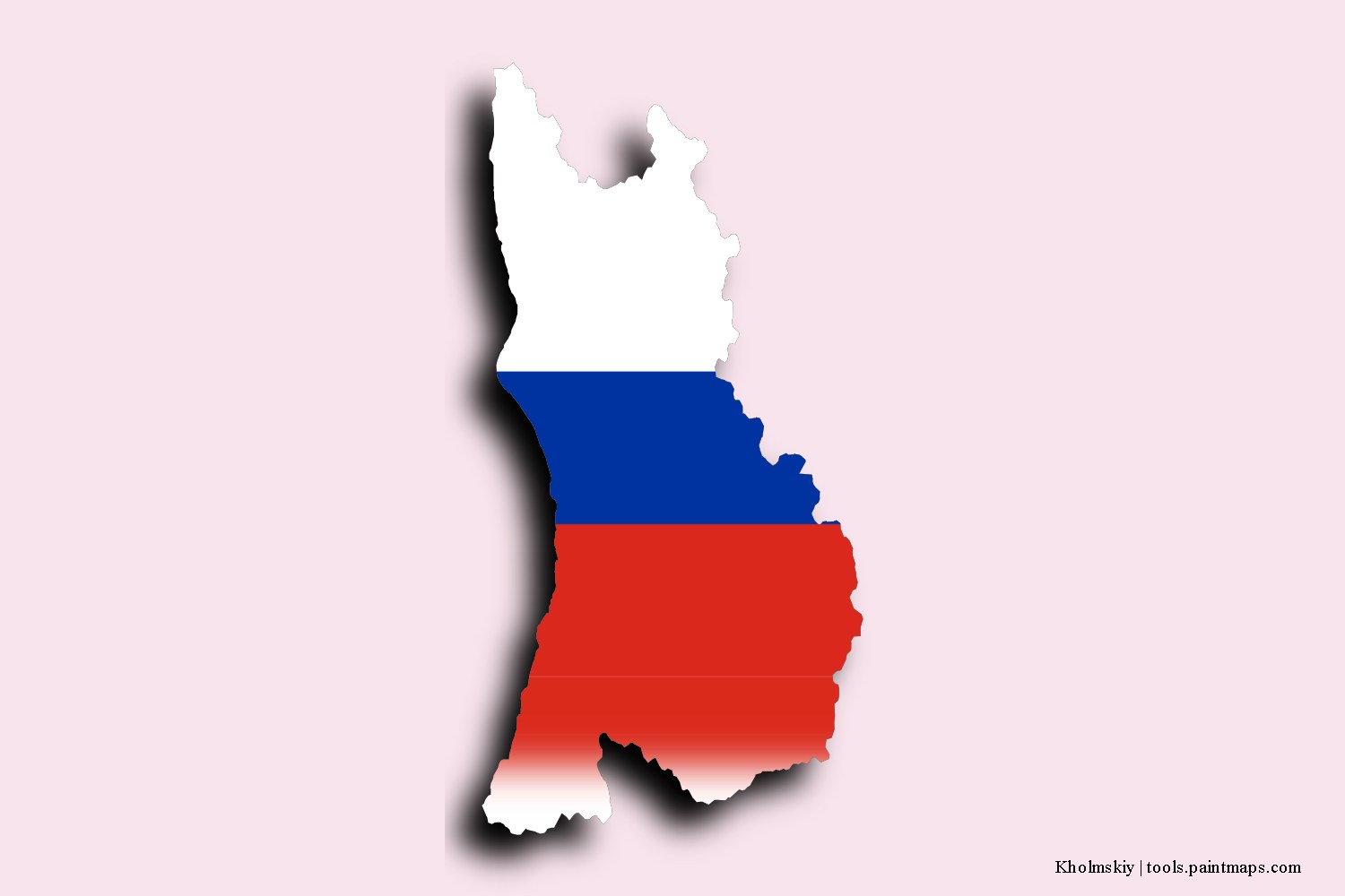 flag map of Kholmskiy with 3D shadow effect