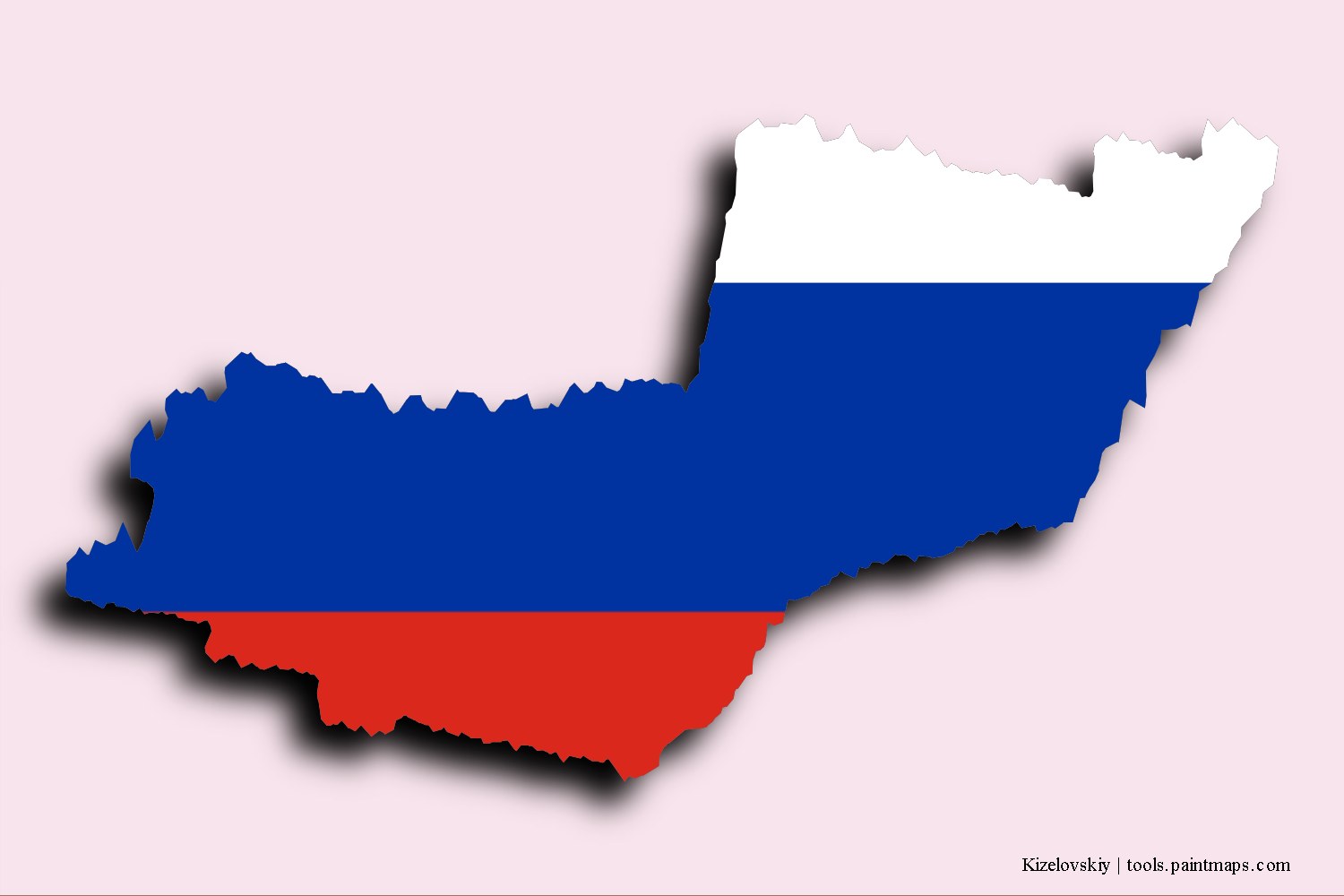 flag map of Kizelovskiy with 3D shadow effect