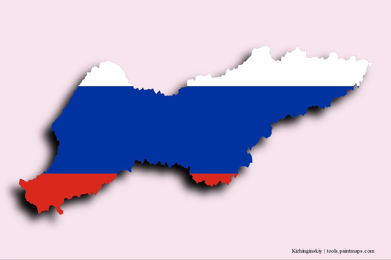 flag map of Kizhinginskiy with 3D shadow effect