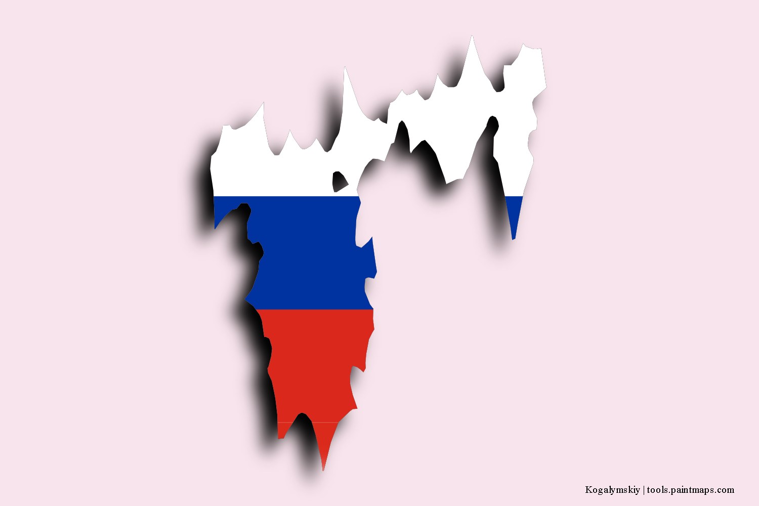 flag map of Kogalymskiy with 3D shadow effect