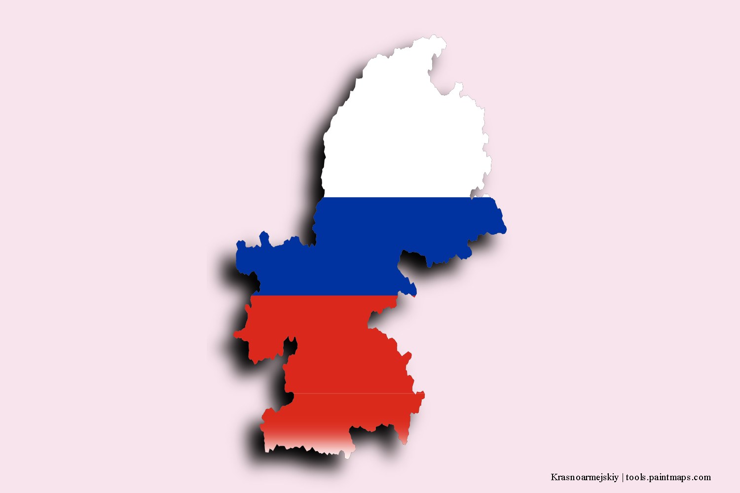 flag map of Krasnoarmejskiy with 3D shadow effect