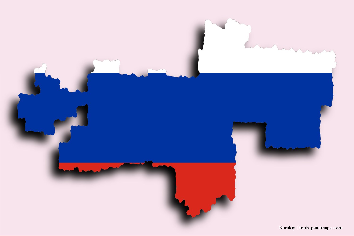 Mapa de la bandera de Kurskiy con efecto de sombra 3D