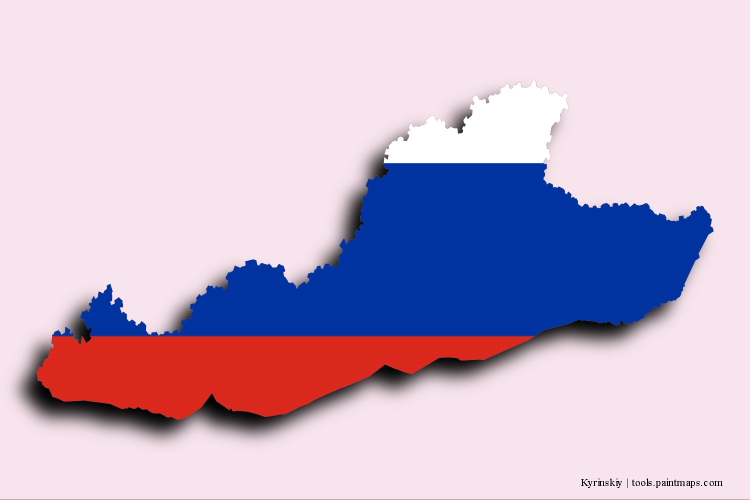 Mapa de la bandera de Kyrinskiy con efecto de sombra 3D