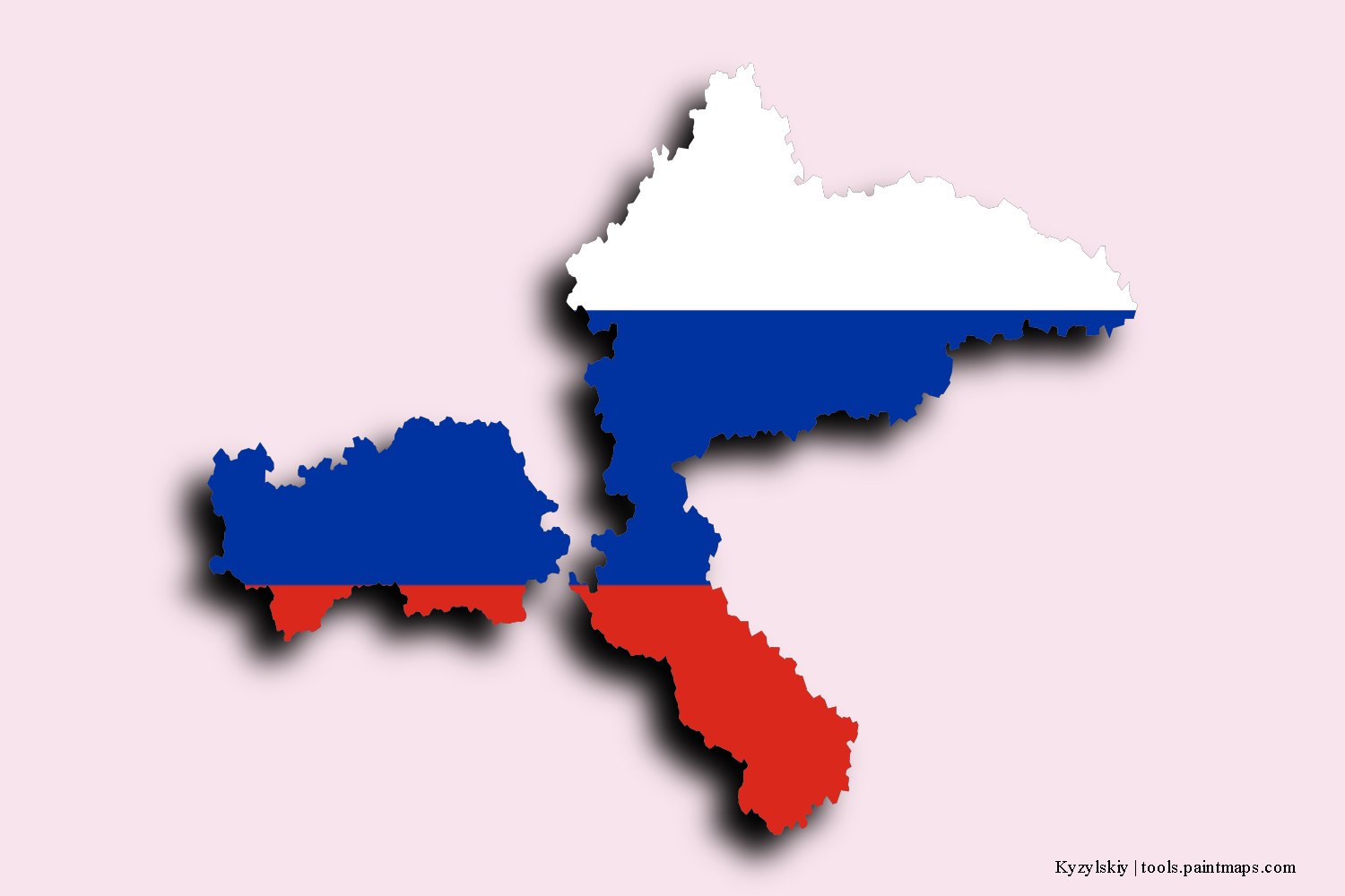 flag map of Kyzylskiy with 3D shadow effect