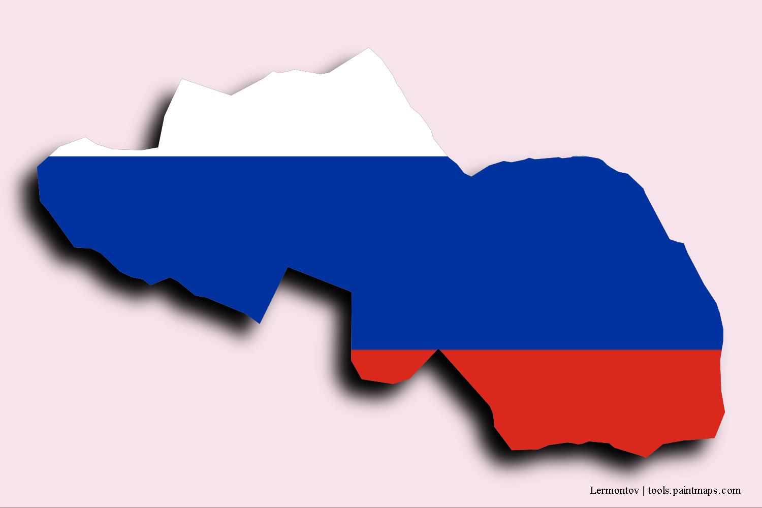 flag map of Lermontov with 3D shadow effect