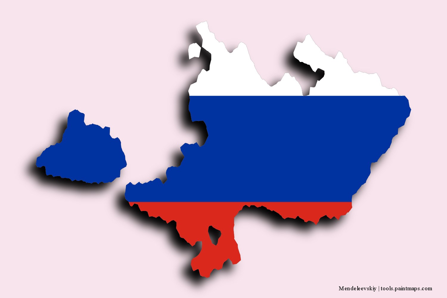 flag map of Mendeleevskiy with 3D shadow effect