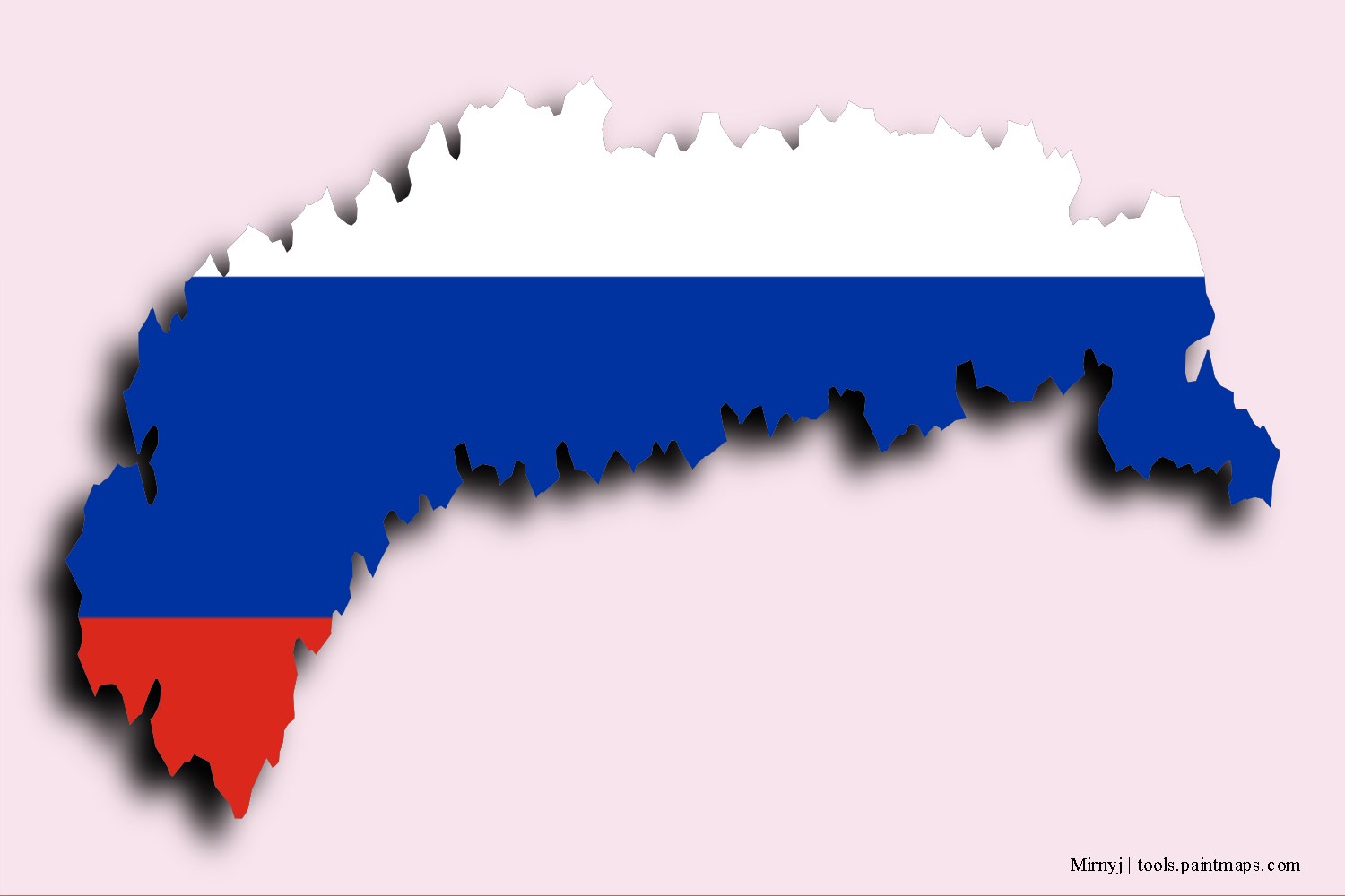 flag map of Mirnyj with 3D shadow effect