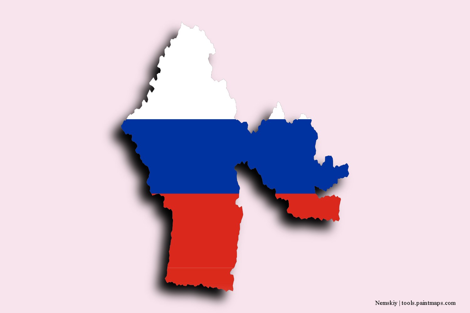 Mapa de la bandera de Nemskiy con efecto de sombra 3D