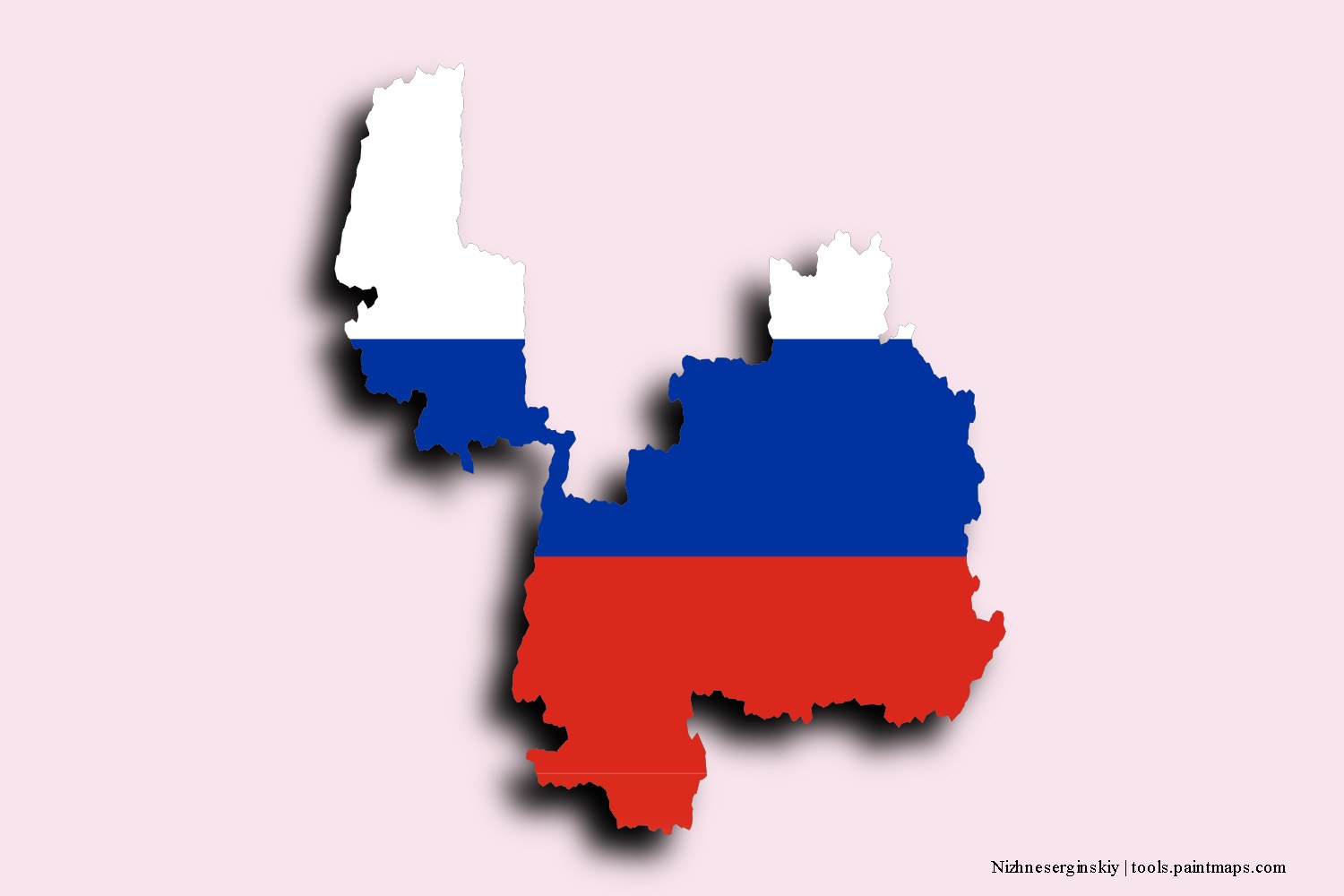 flag map of Nizhneserginskiy with 3D shadow effect