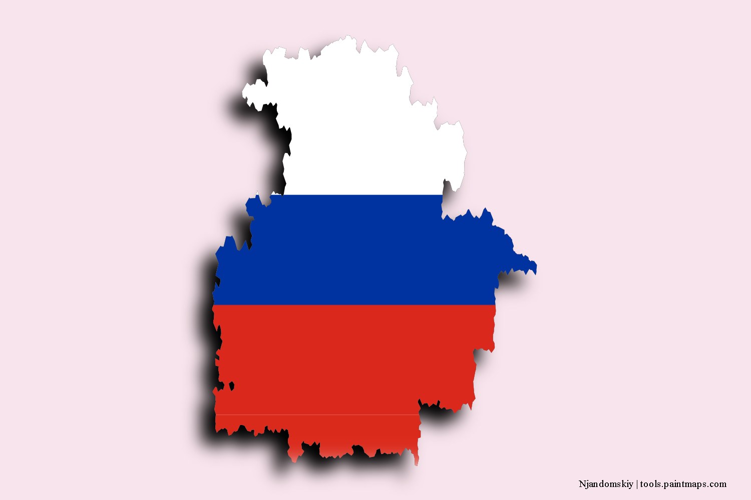 flag map of Njandomskiy with 3D shadow effect