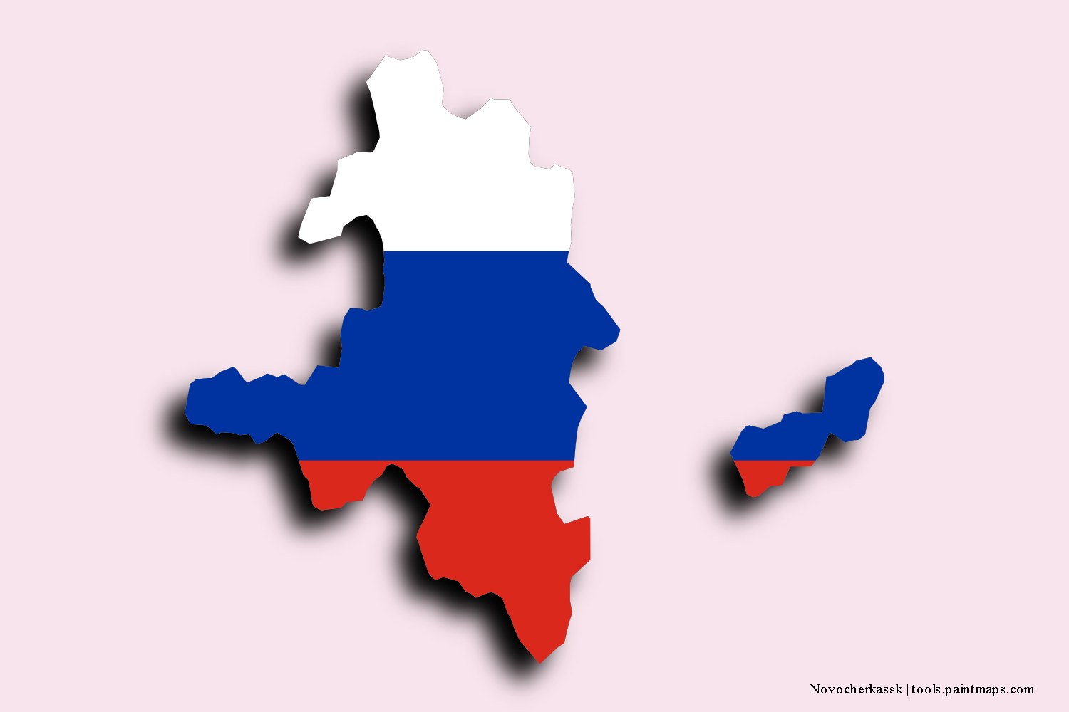 flag map of Novocherkassk with 3D shadow effect