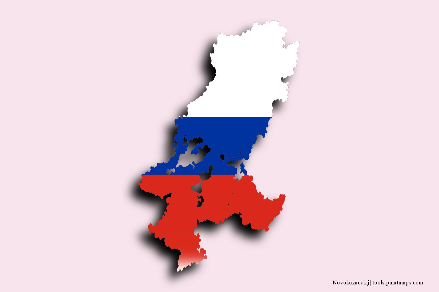 Mapa de la bandera de Novokuzneckij con efecto de sombra 3D