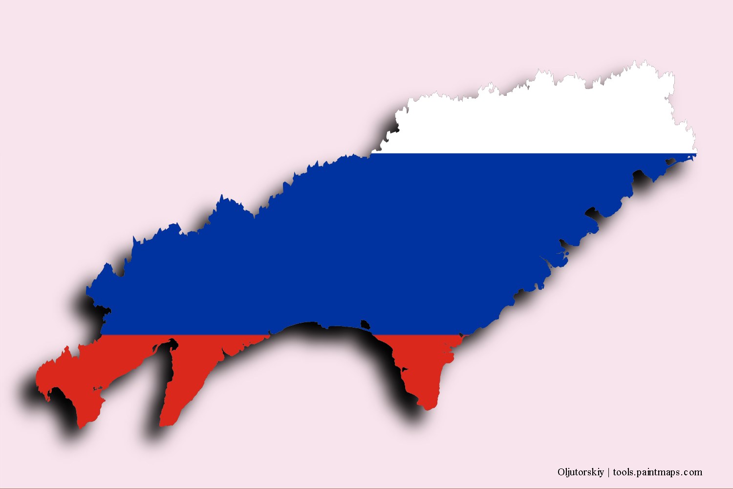 Mapa de la bandera de Oljutorskiy con efecto de sombra 3D