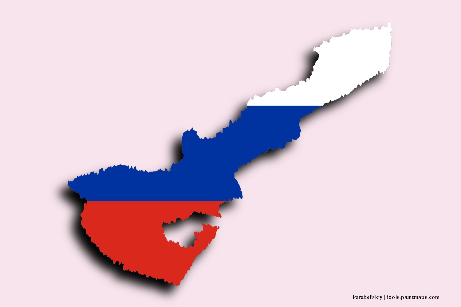 flag map of Parabel'skiy with 3D shadow effect