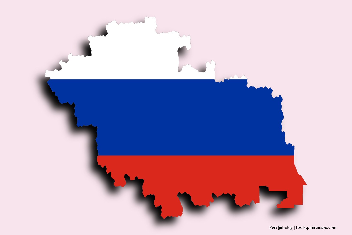 Mapa de la bandera de Pereljubskiy con efecto de sombra 3D