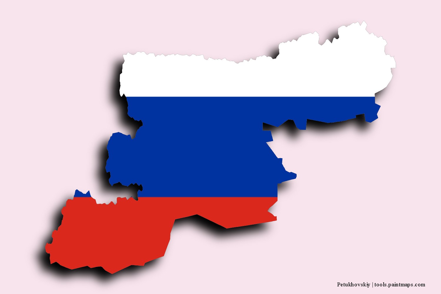 Mapa de la bandera de Petukhovskiy con efecto de sombra 3D