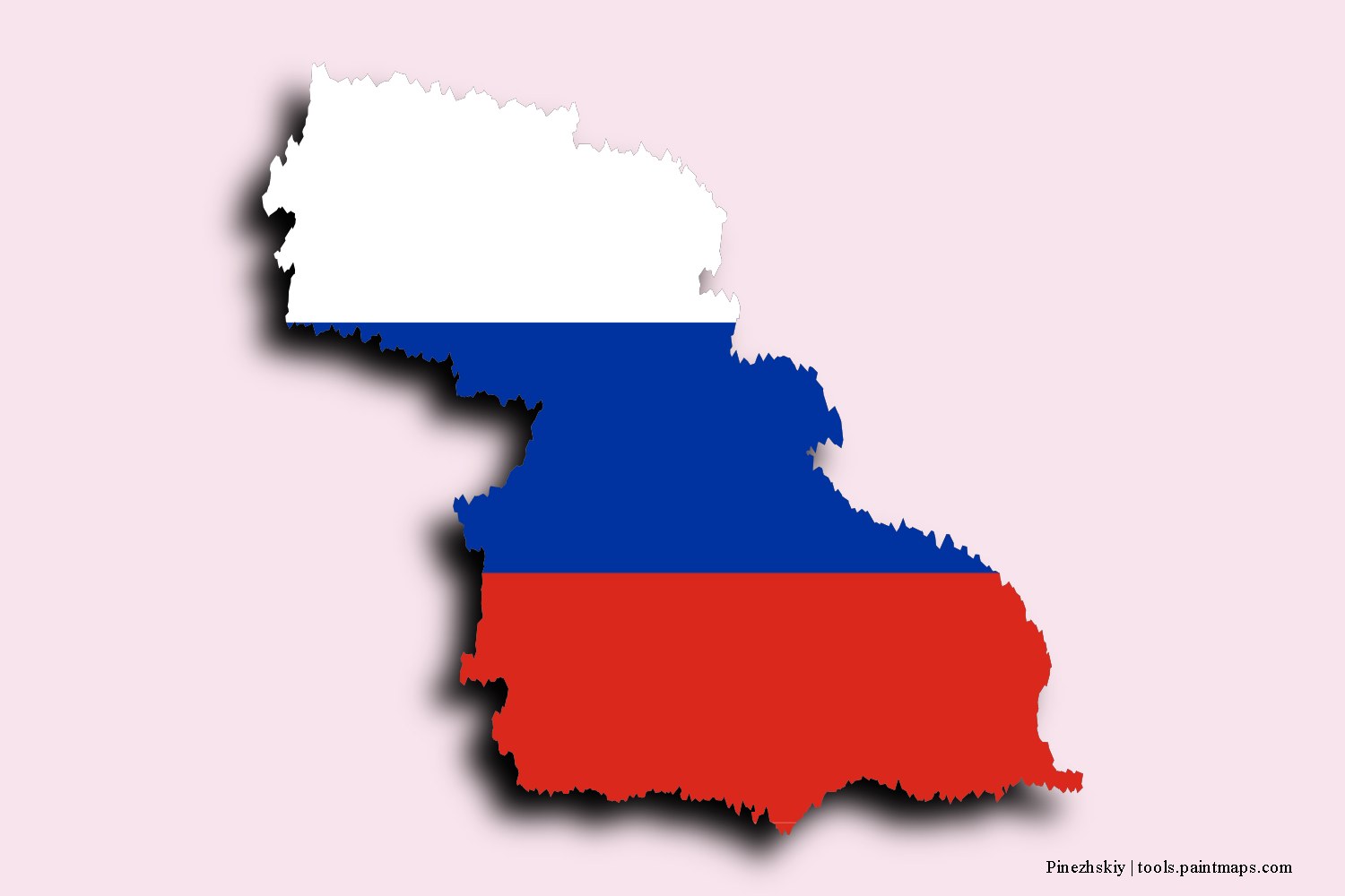 flag map of Pinezhskiy with 3D shadow effect