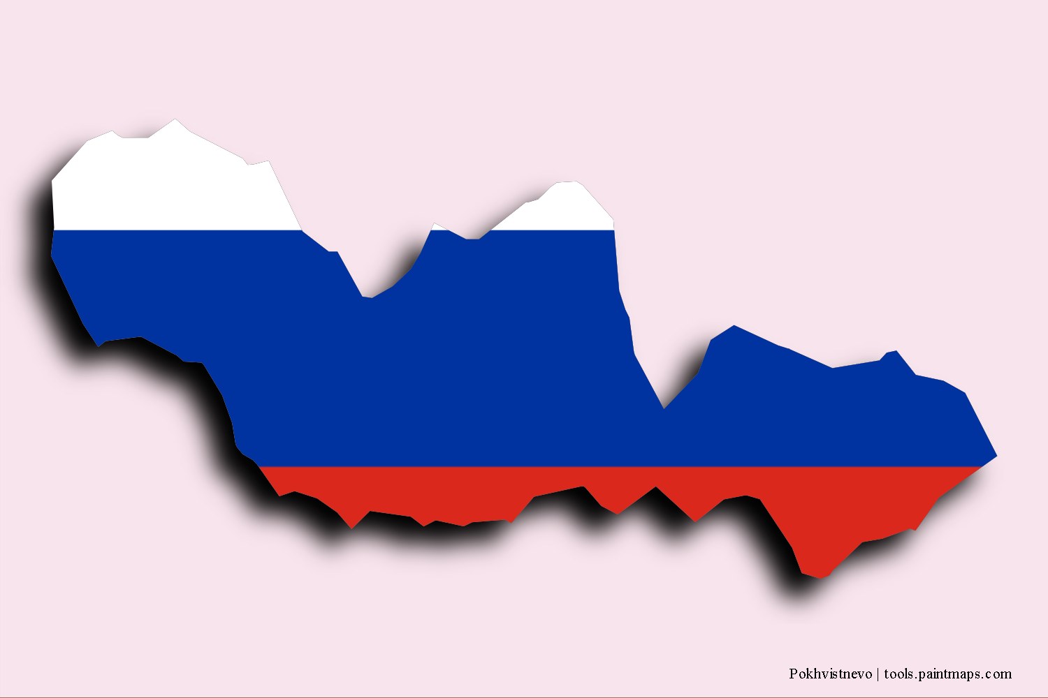 flag map of Pokhvistnevo with 3D shadow effect