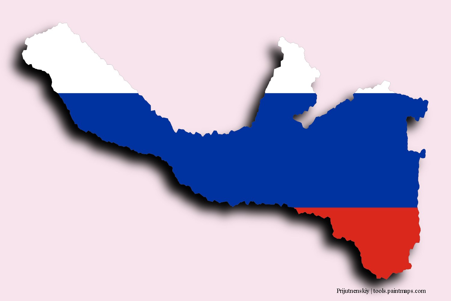 flag map of Prijutnenskiy with 3D shadow effect