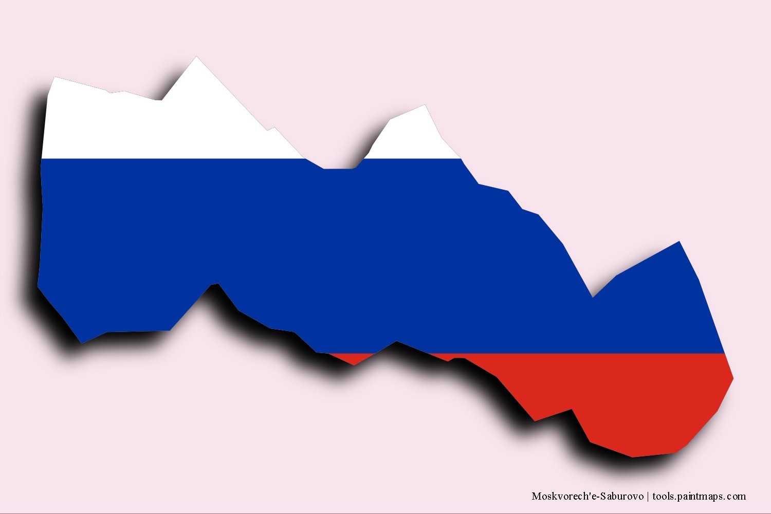 Mapa de la bandera de Moskvorech'e-Saburovo con efecto de sombra 3D